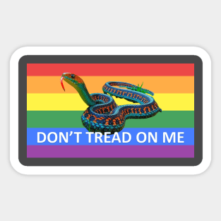 Gay Pride LGBTQ Rainbow Snake Don't Tread on Me white letters Sticker